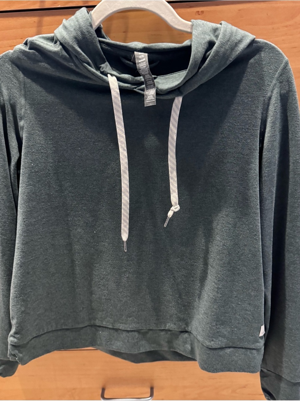 Vuori Dark Green Hooded Crewneck Sweatshirt with White Drawcords